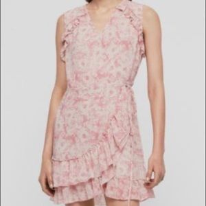 AllSaints Pink 'priya' Ruffled Dress